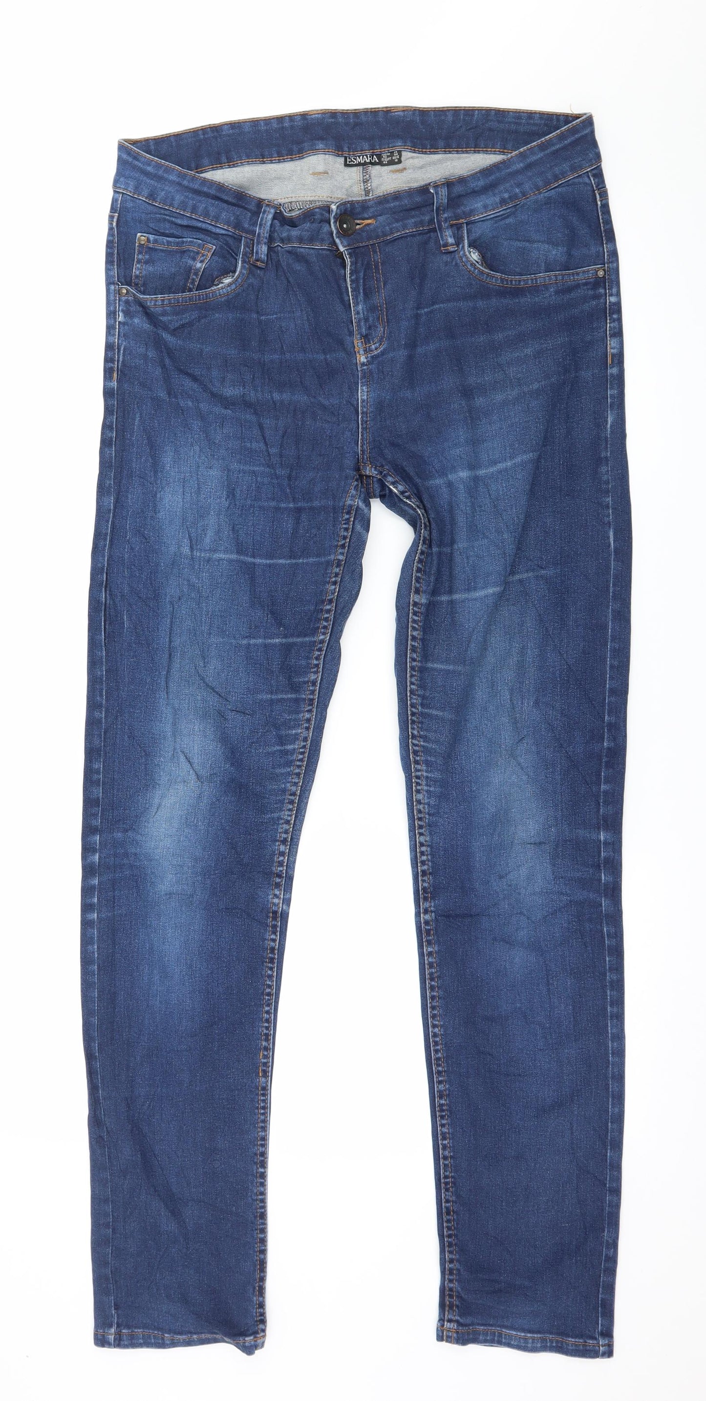ESMARA Womens Blue  Denim Straight Jeans Size 16 L31 in
