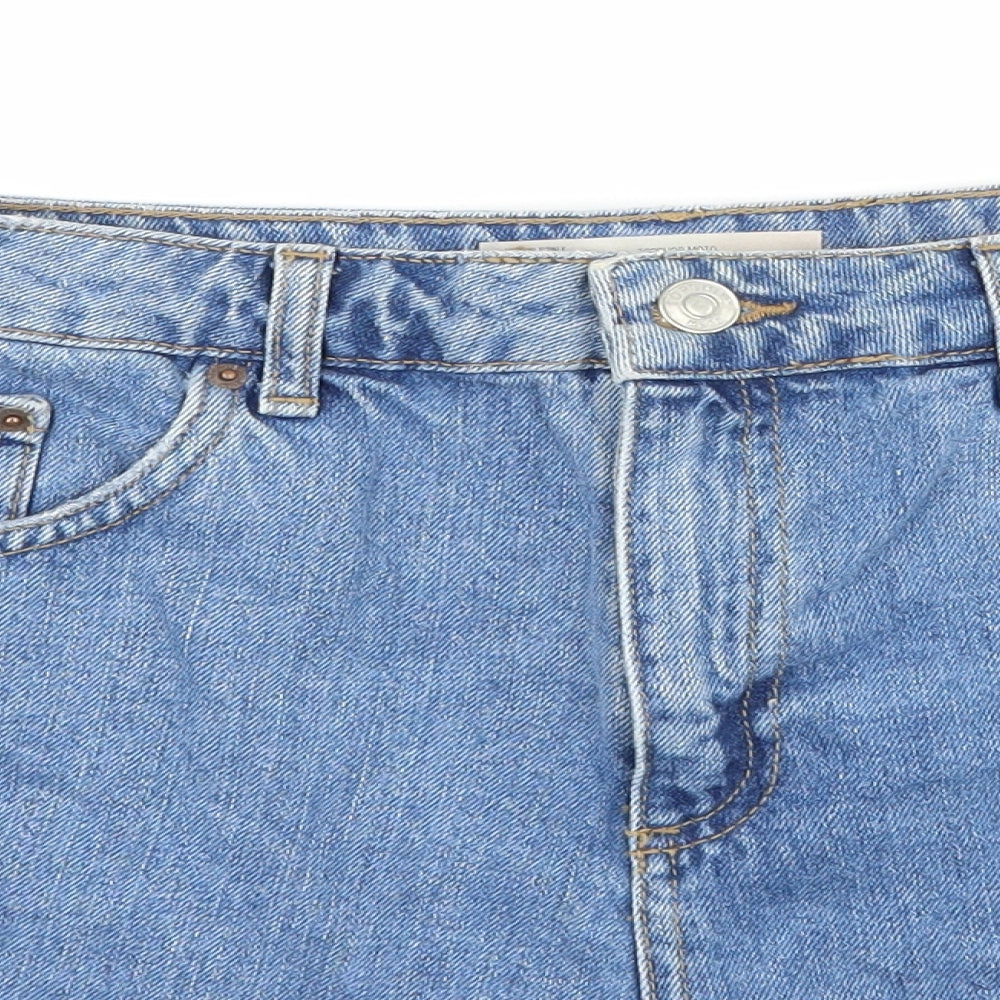 Topshop Womens Blue  Denim Hot Pants Shorts Size 12