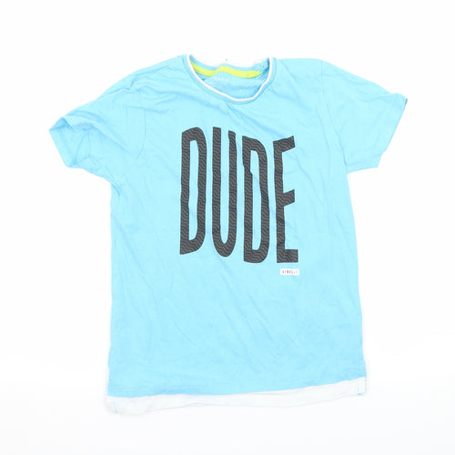 Primark Boys Blue  Jersey Basic T-Shirt Size 7-8 Years  - Dude