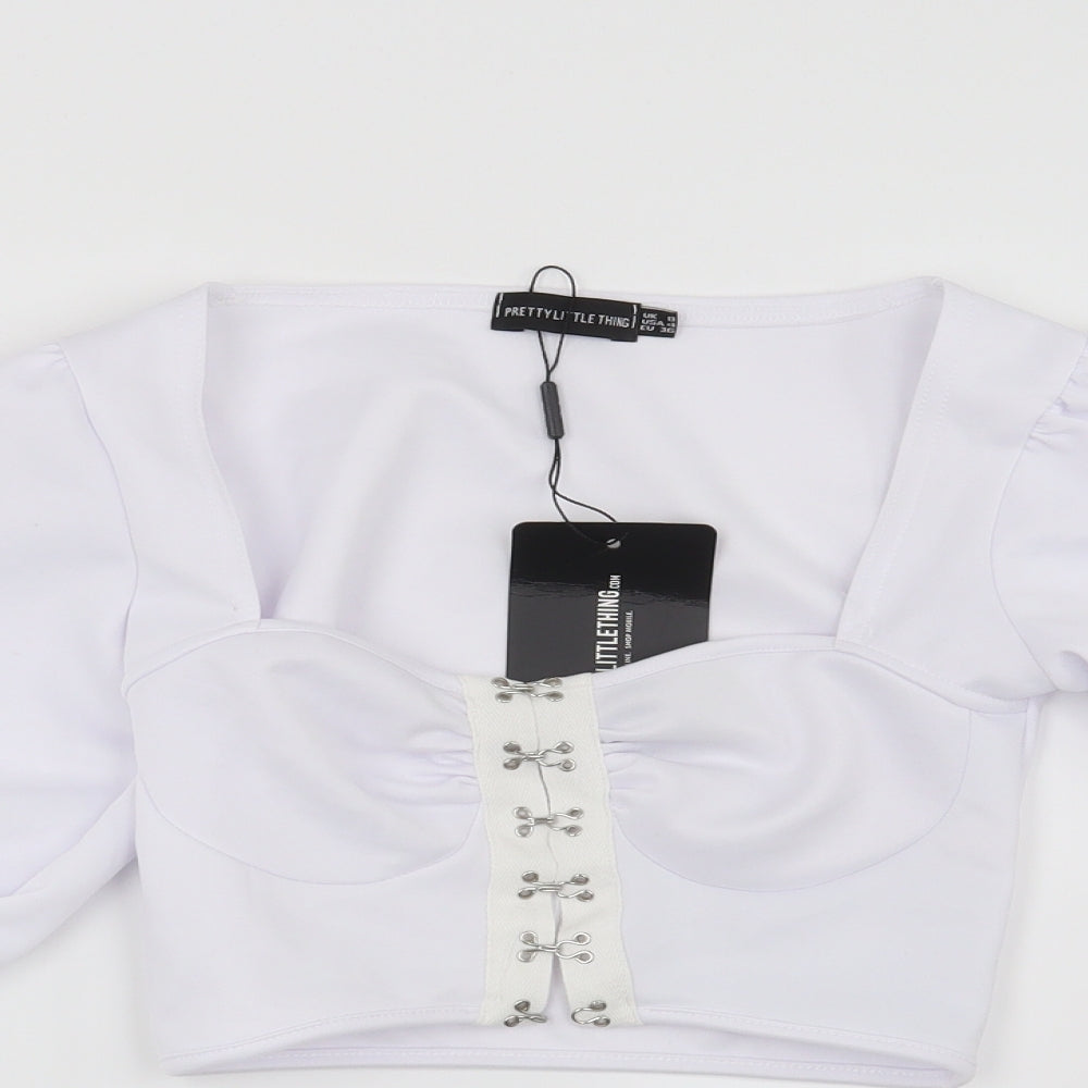 PRETTYLITTLETHING Womens White   Basic Blouse Size 8