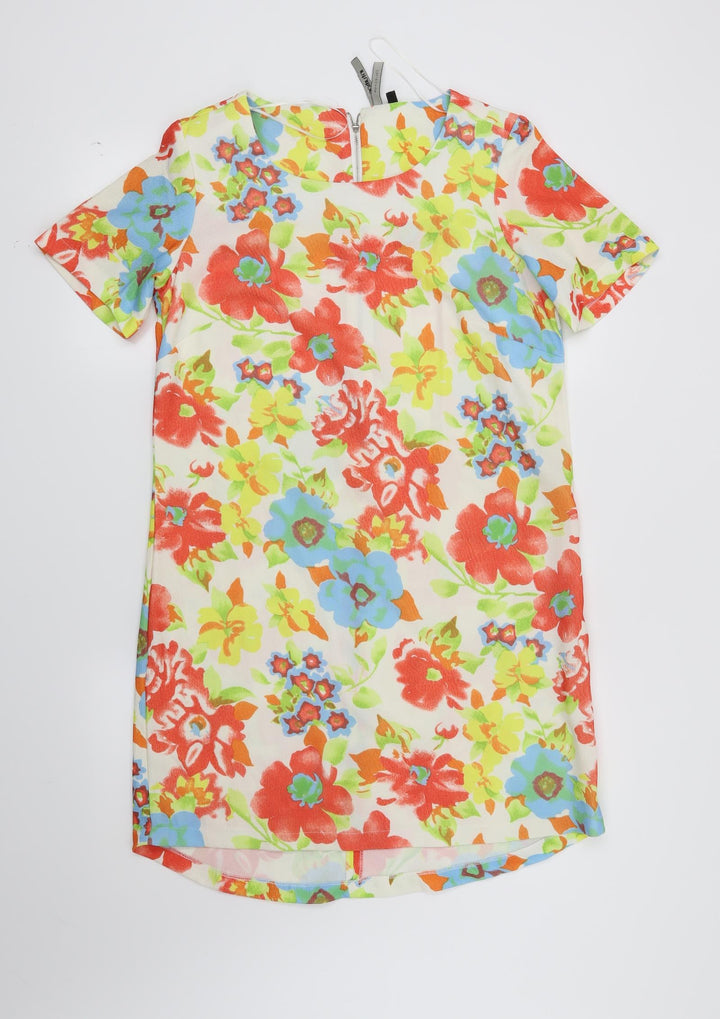 Intuition Womens White Floral Rayon Sheath Size 10
