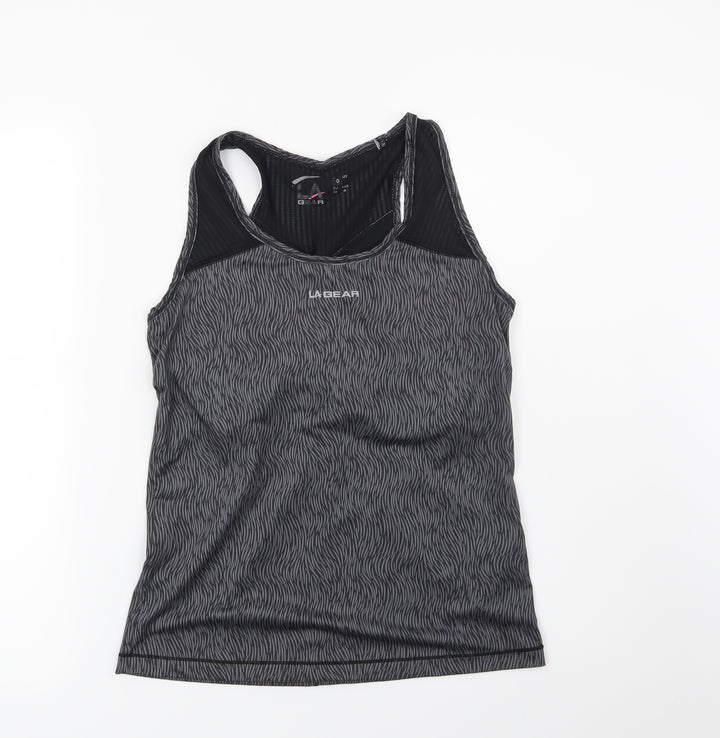 LA Gear Womens Grey Geometric Basic T-Shirt Size 10