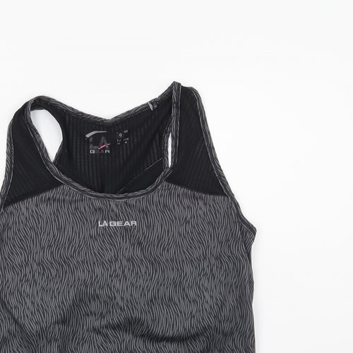 LA Gear Womens Grey Geometric  Basic T-Shirt Size 10