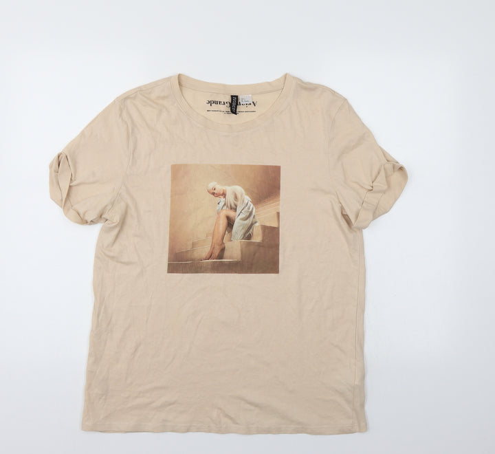 Divided Womens Ivory Basic T-Shirt Size S