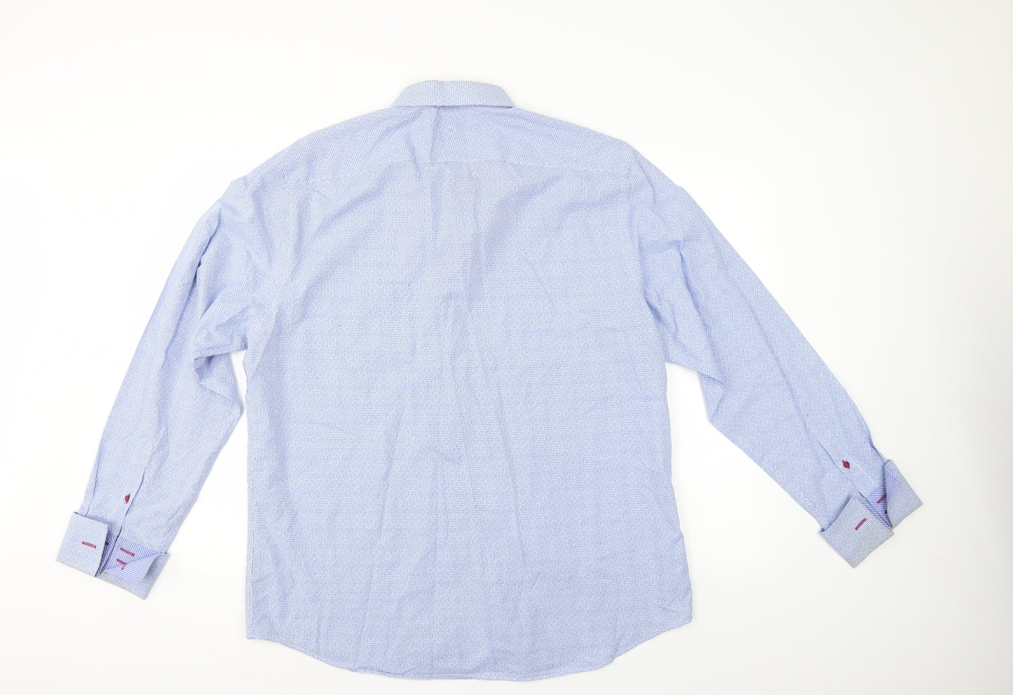 Jeff Banks Mens Blue Geometric   Button-Up Size L