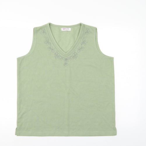 Bonmarché Womens Green Floral  Basic T-Shirt Size M