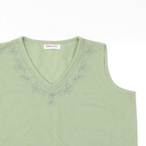 Bonmarché Womens Green Floral  Basic T-Shirt Size M