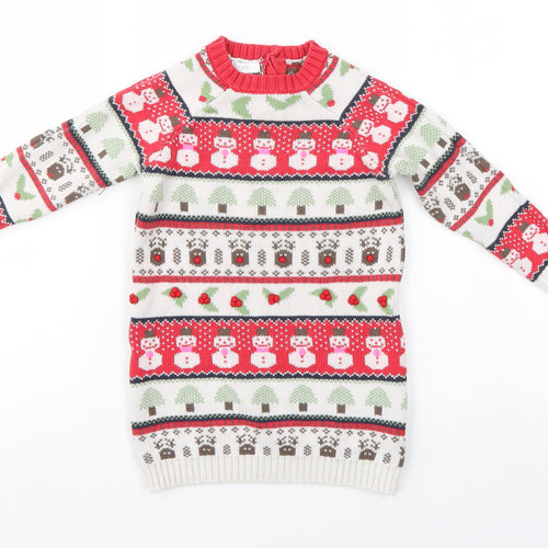 NEXT Girls Multicoloured   Pullover Jumper Size 2-3 Years  - christmas jumper