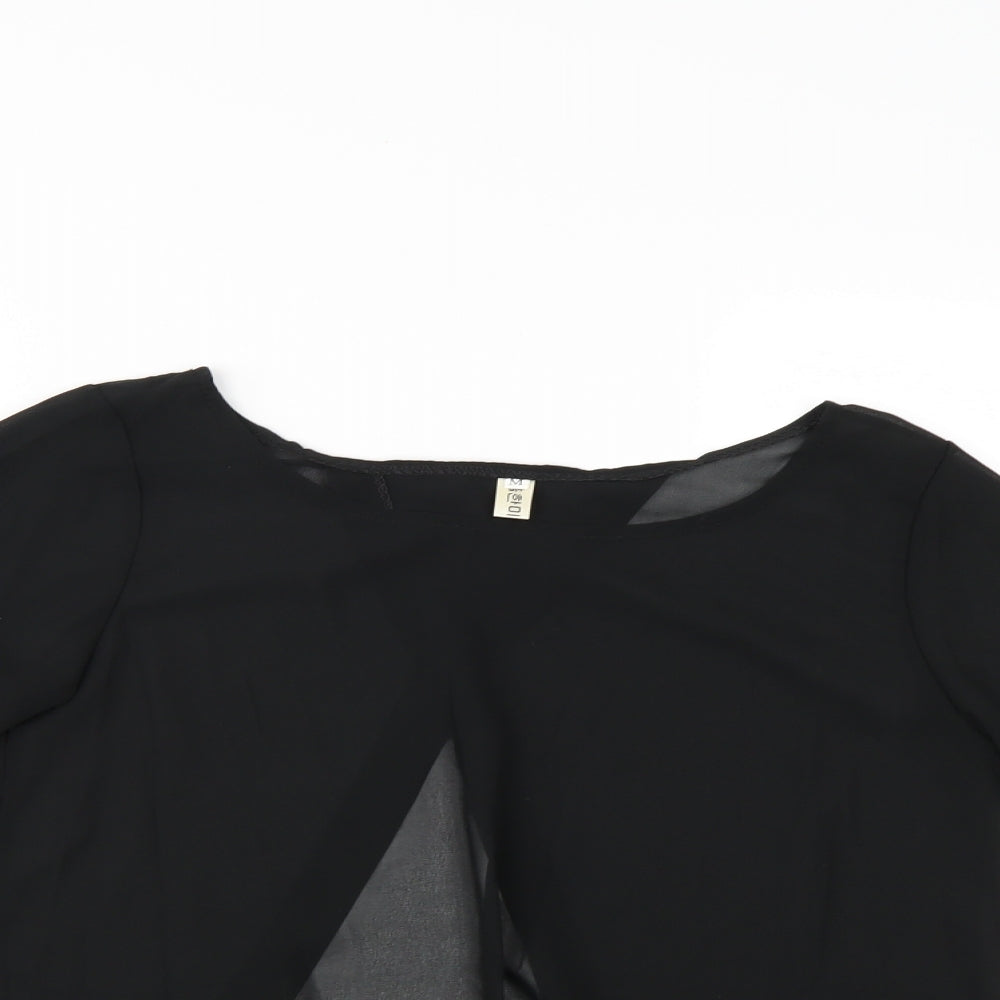 Preworn Womens Black   Wrap Blouse Size M
