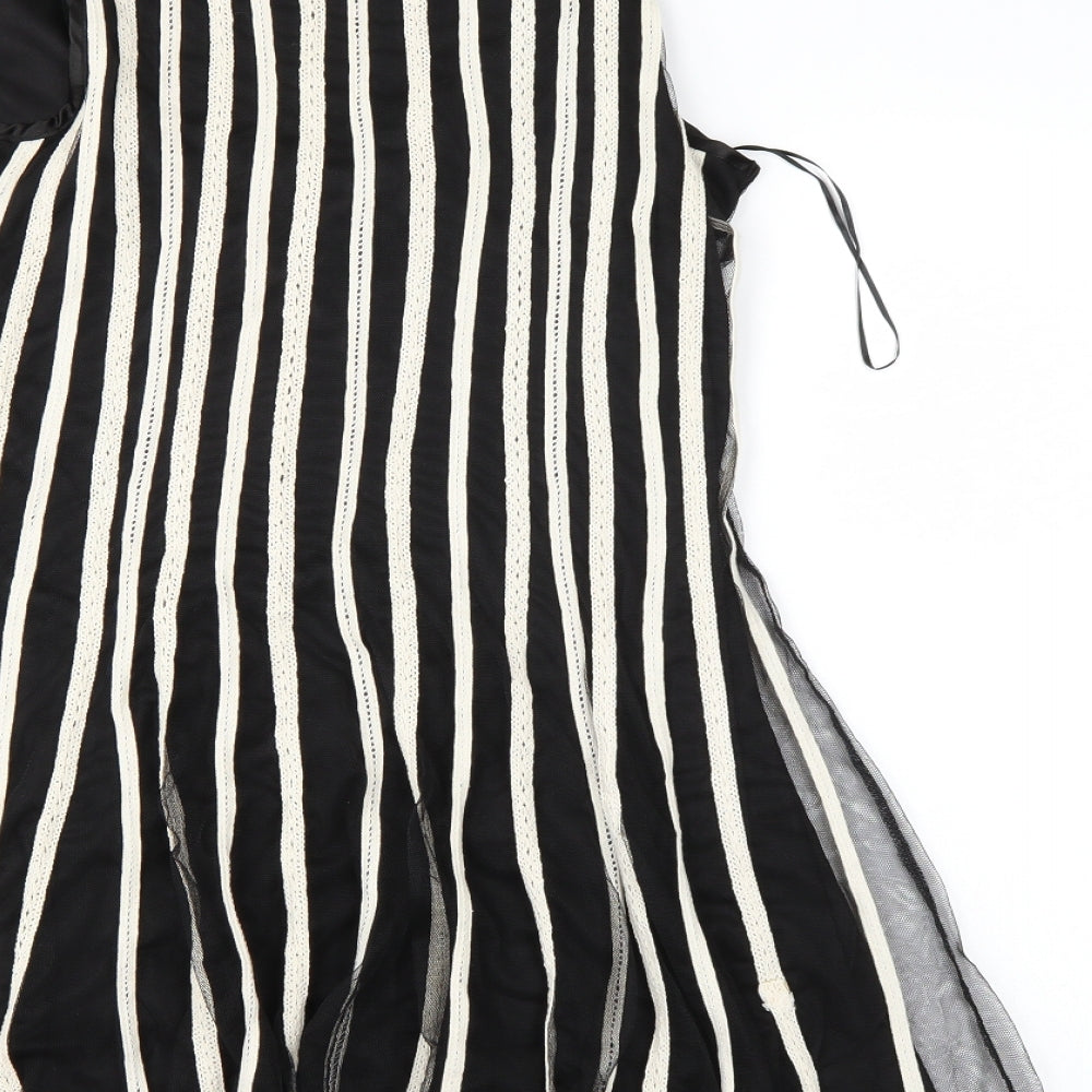 QED London Womens Black Striped  Tank Dress  Size 12