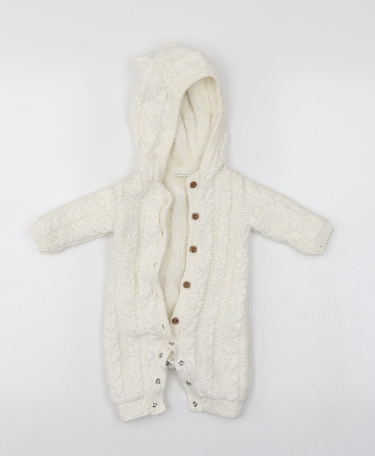 Fred & flo Baby White Fair Isle  Babygrow One-Piece Size 0-3 Months