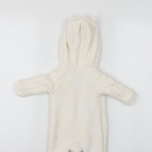 Fred & flo Baby White Fair Isle  Babygrow One-Piece Size 0-3 Months