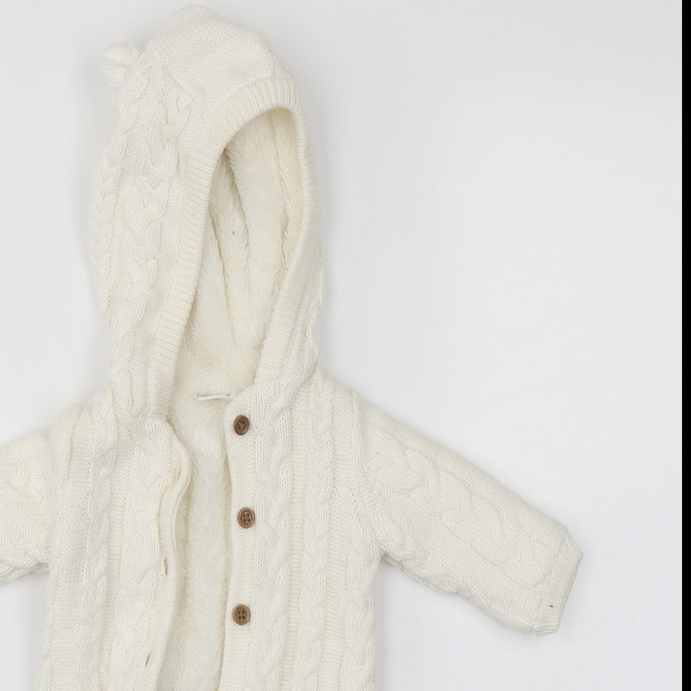 Fred & flo Baby White Fair Isle  Babygrow One-Piece Size 0-3 Months