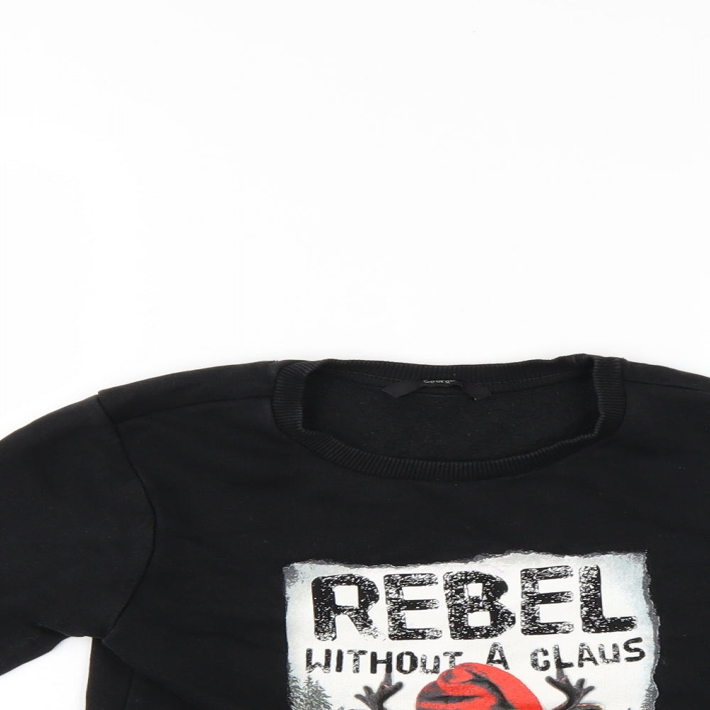 George Boys Black   Pullover Sweatshirt Size 8-9 Years  - christmas jumper