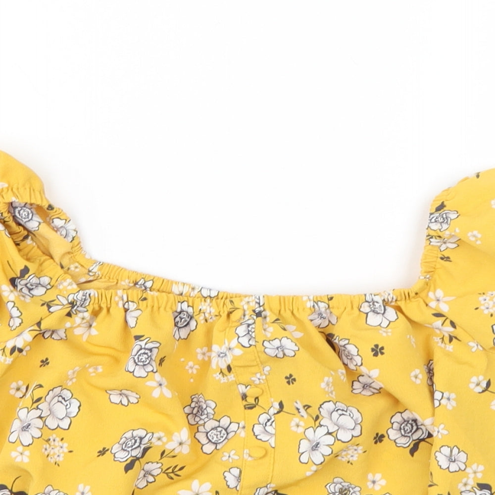 915 Girls Yellow Floral  Basic Blouse Size 10 Years