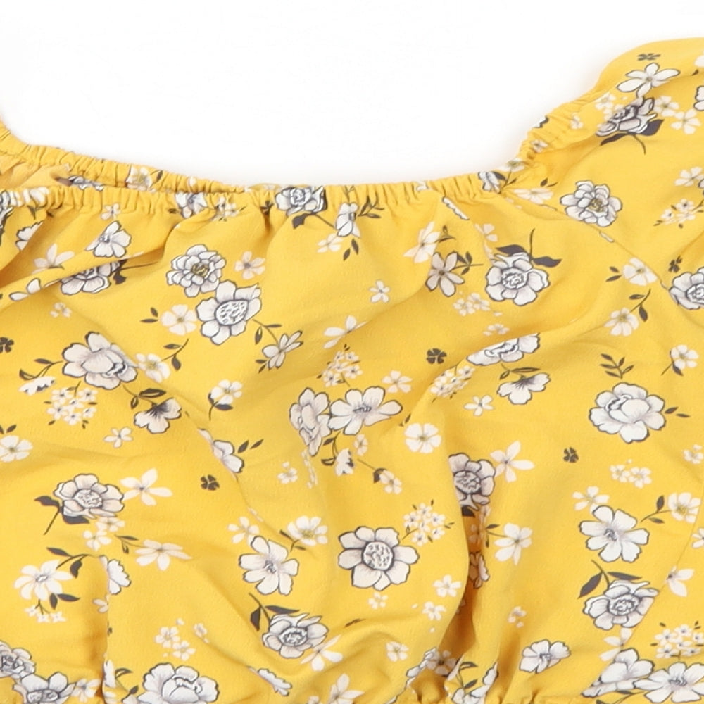 915 Girls Yellow Floral  Basic Blouse Size 10 Years