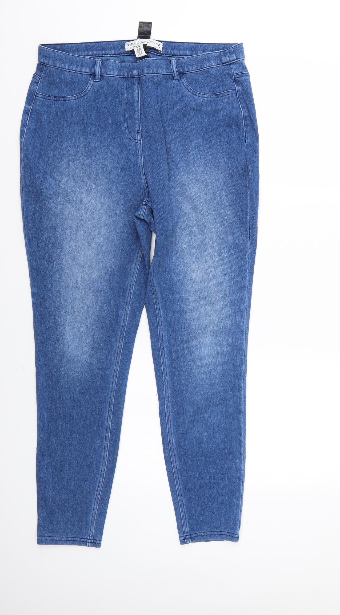 Jersey Womens Blue   Jegging Leggings Size 16 L28 in - denim look