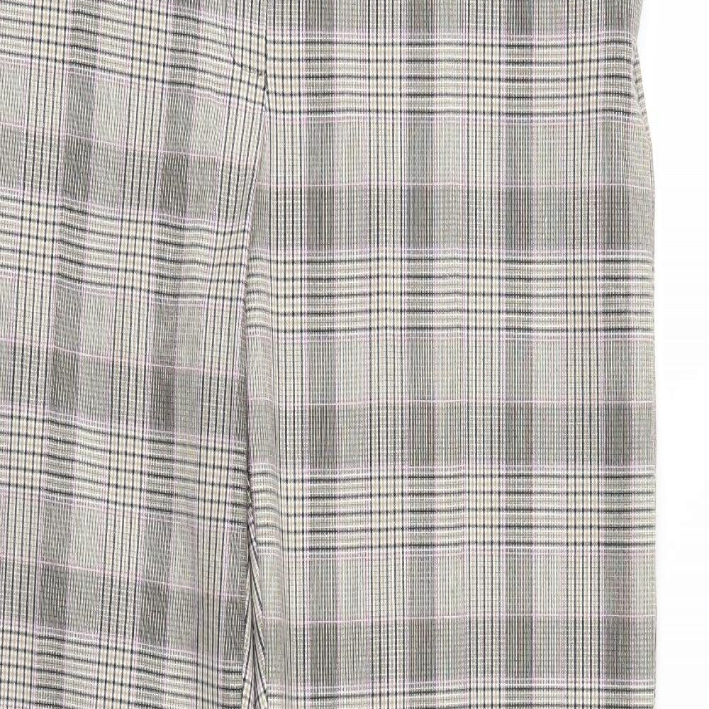 M&S Womens Multicoloured Check  Cropped Trousers Size 14 L26 in