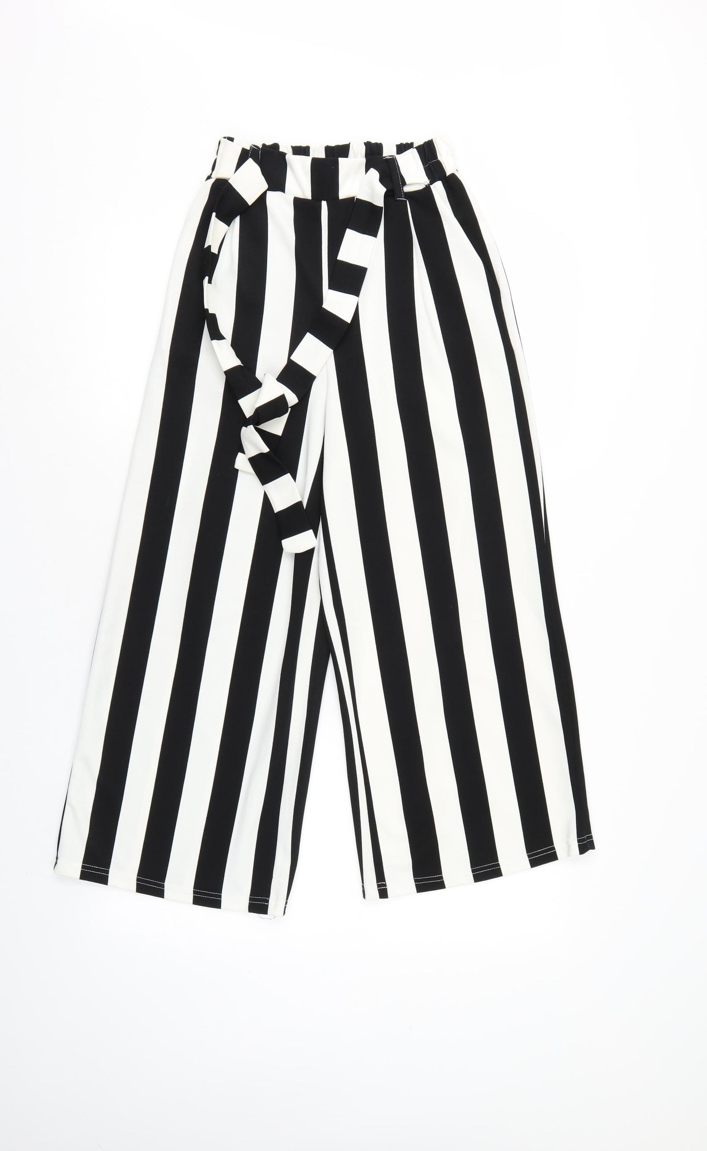 New Look Womens Multicoloured Striped  Cropped Trousers Size 6 L22 in - Elastic Waist