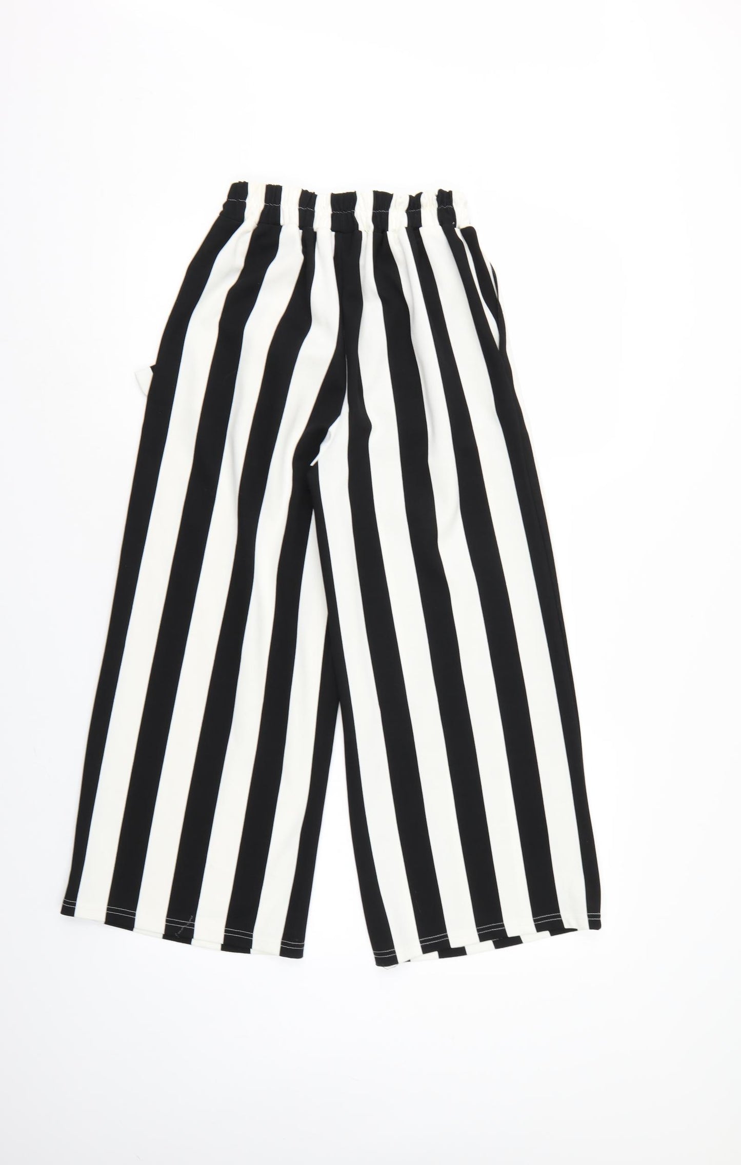New Look Womens Multicoloured Striped  Cropped Trousers Size 6 L22 in - Elastic Waist