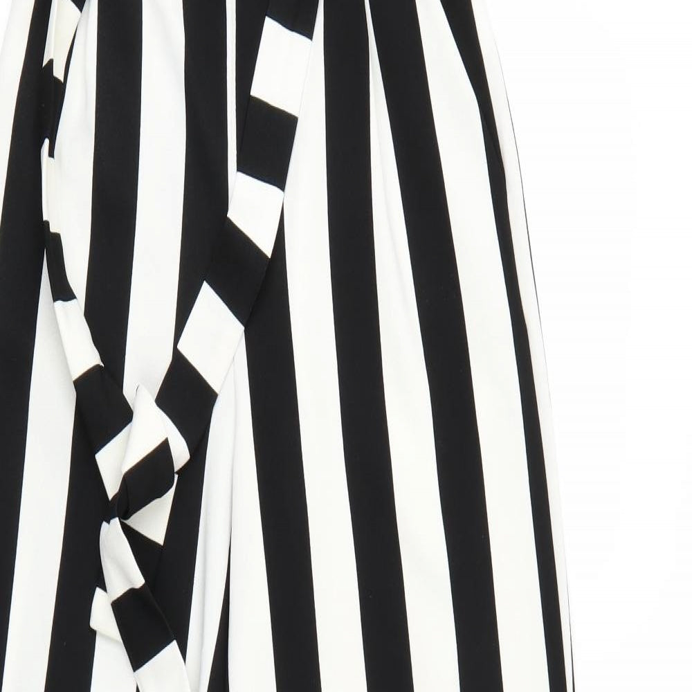New Look Womens Multicoloured Striped  Cropped Trousers Size 6 L22 in - Elastic Waist