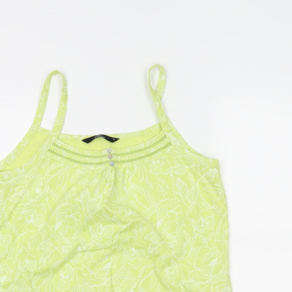 BM Womens Green Floral  Basic Tank Size 12