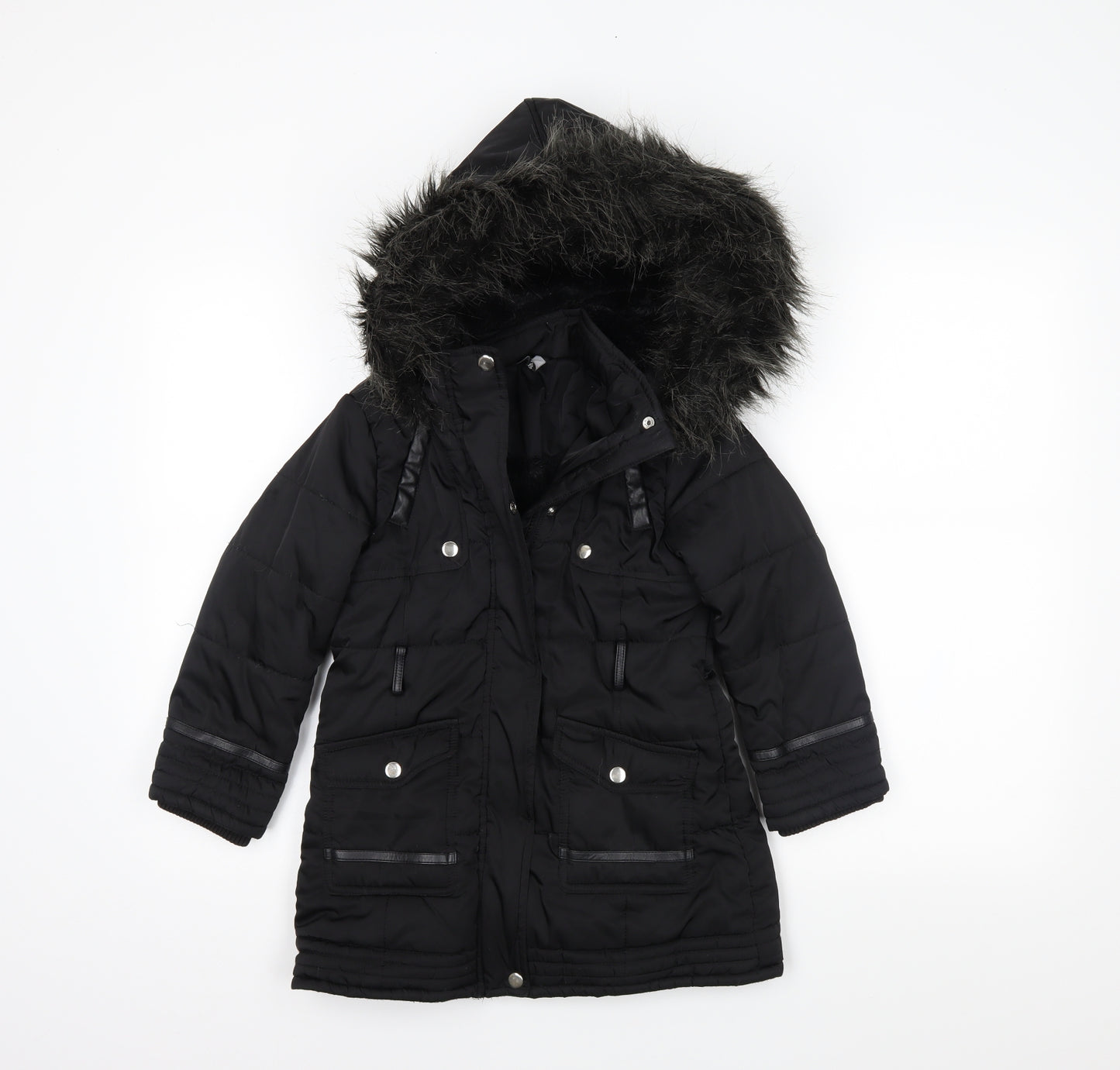George Girls Black   Puffer Jacket Coat Size 5-6 Years