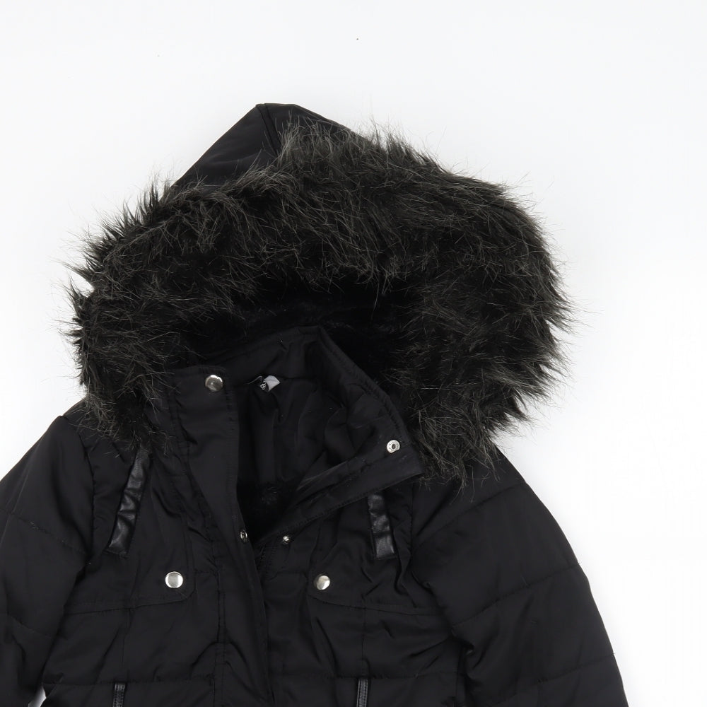 George Girls Black   Puffer Jacket Coat Size 5-6 Years