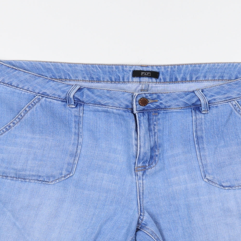 F&F Womens Blue  Denim Bermuda Shorts Size 14