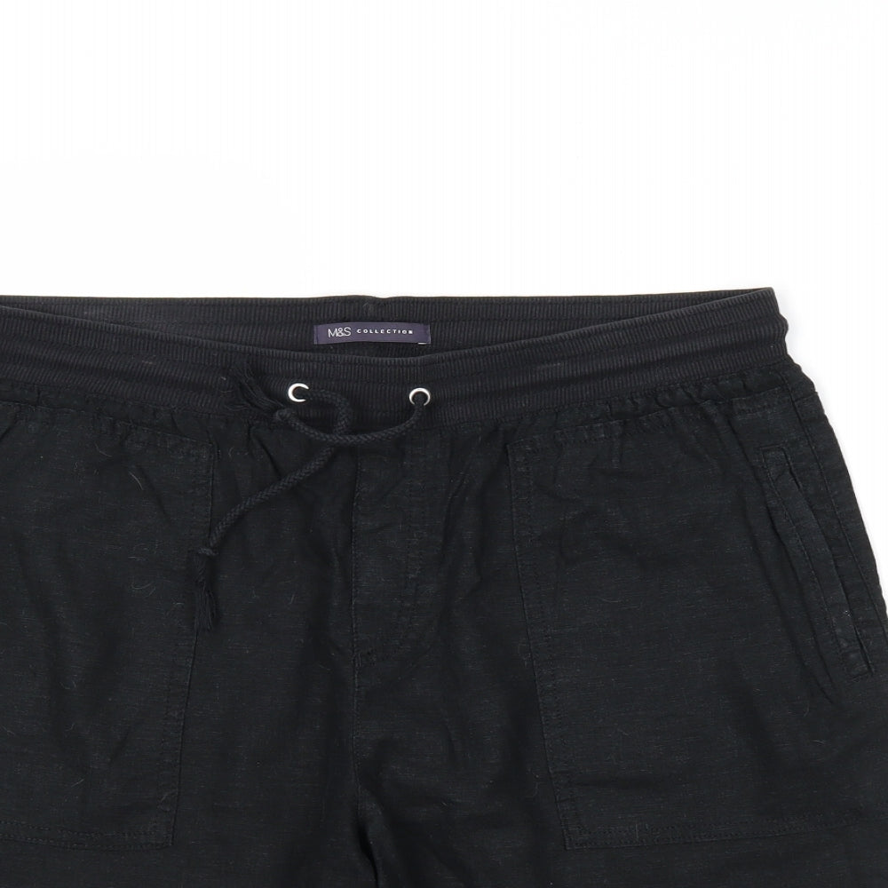 M&S Womens Black   Sweat Shorts Size 14