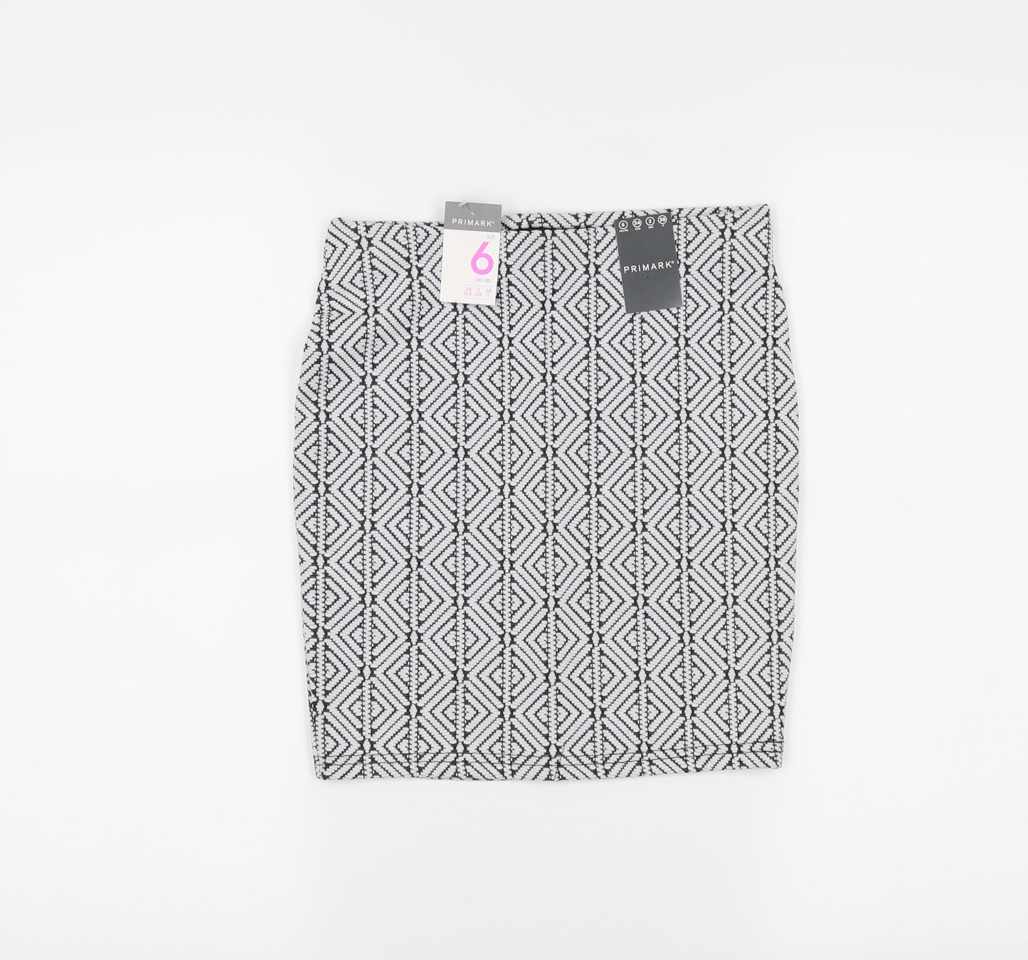 Primark Womens White Herringbone  Mini Skirt Size 6