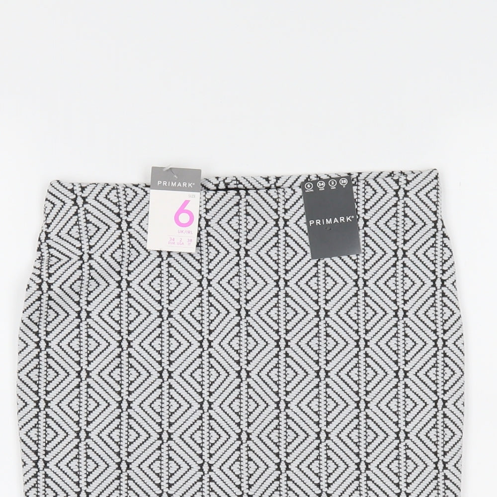 Primark Womens White Herringbone  Mini Skirt Size 6