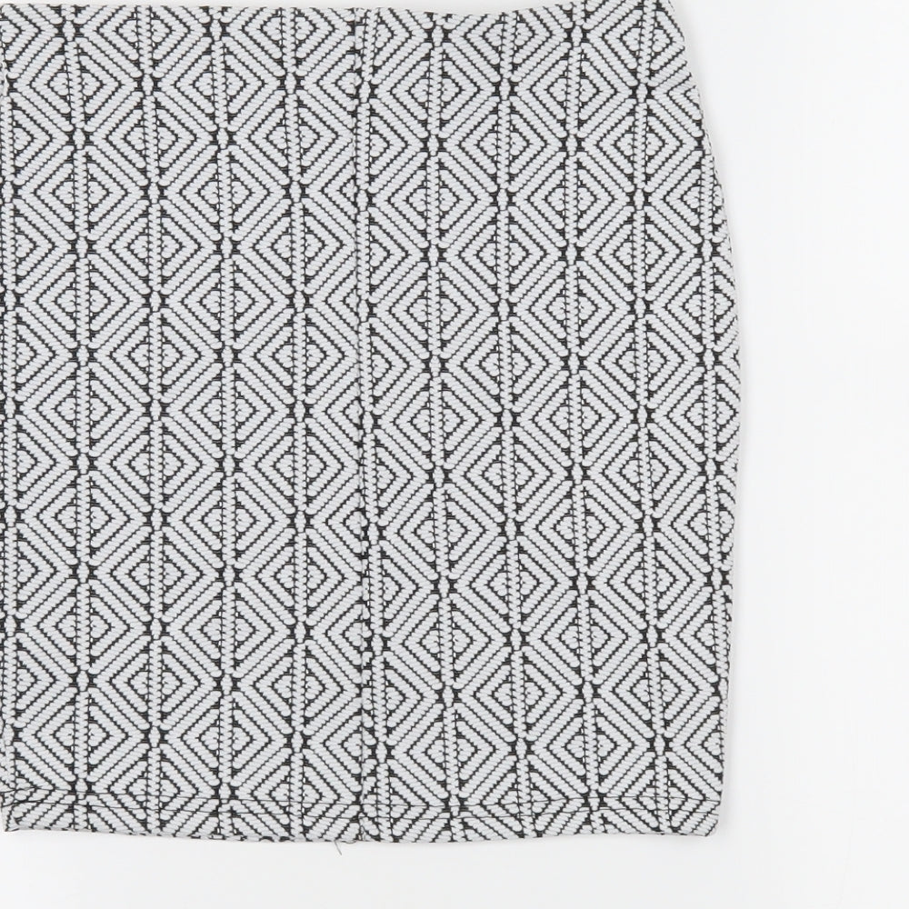 Primark Womens White Herringbone  Mini Skirt Size 6