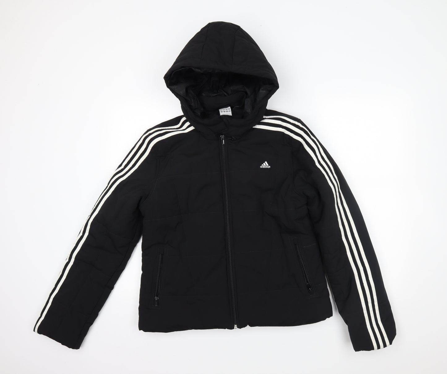 adidas Womens Black  Mesh Puffer Jacket Coat Size 16