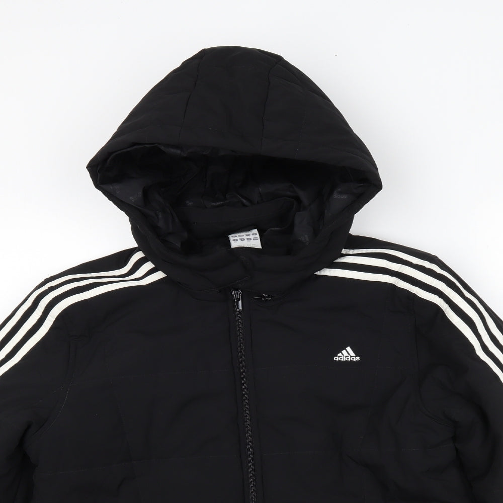 adidas Womens Black  Mesh Puffer Jacket Coat Size 16