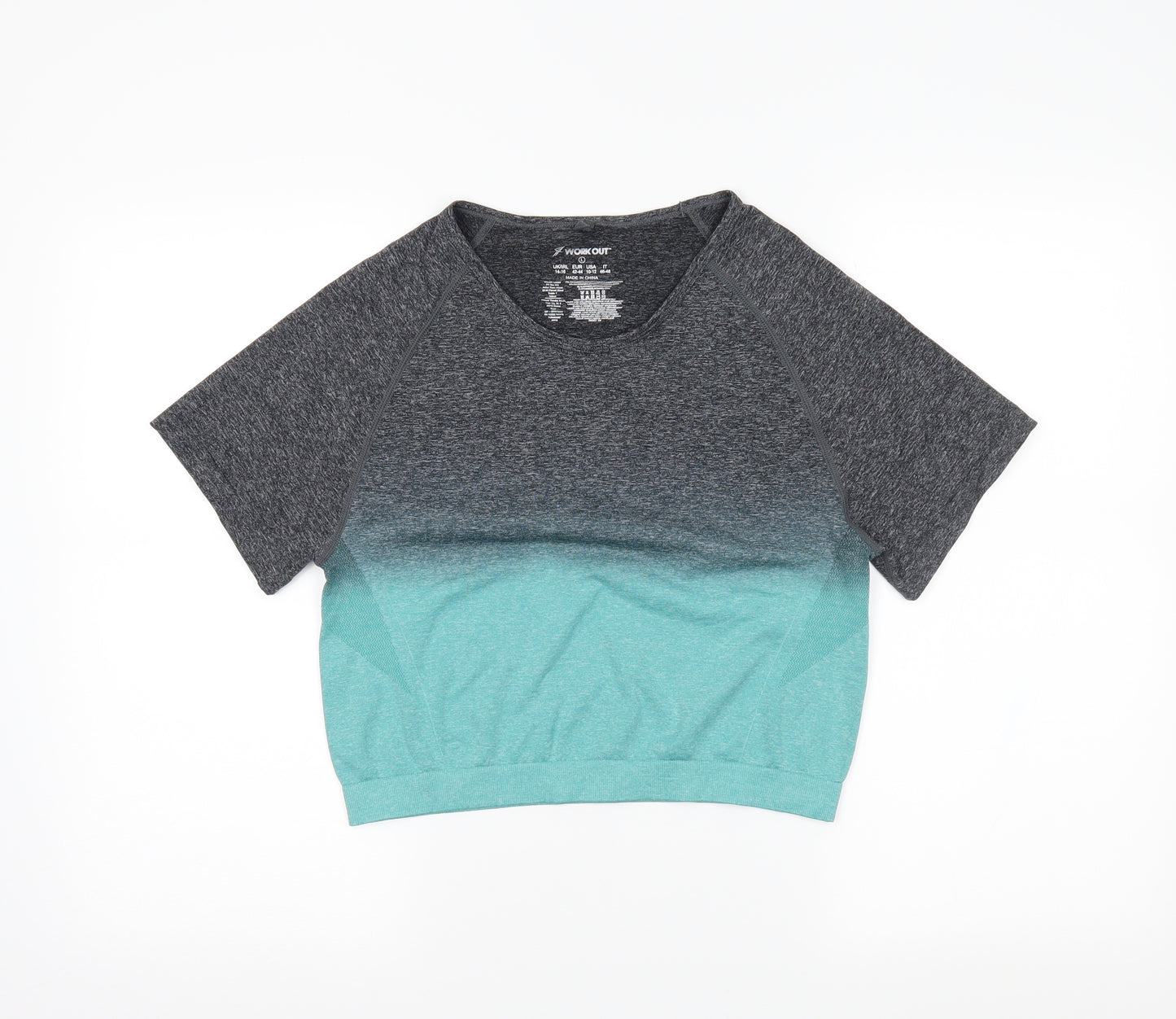 Workout Womens Grey Houndstooth  Cropped Casual Size L