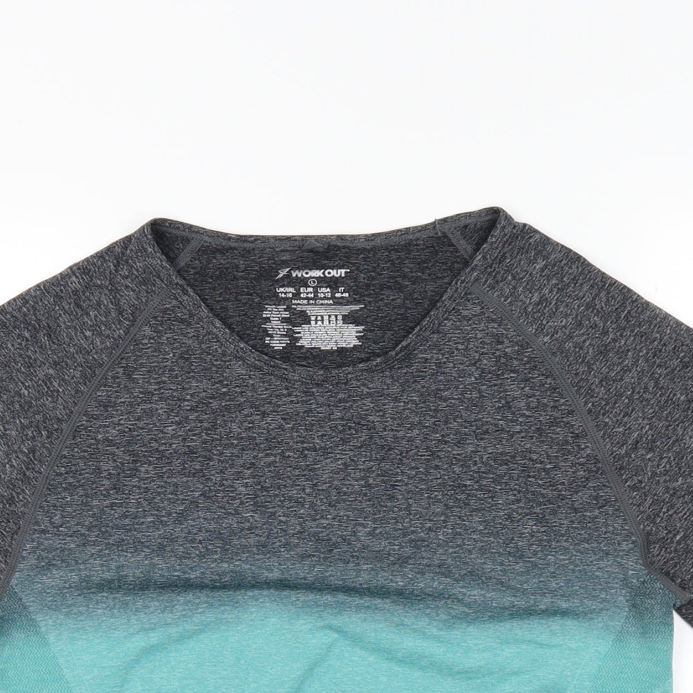 Workout Womens Grey Houndstooth  Cropped Casual Size L