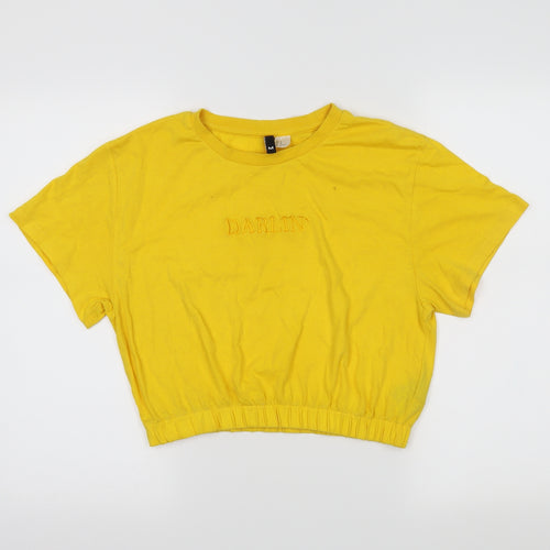 H&M Womens Yellow   Cropped T-Shirt Size M