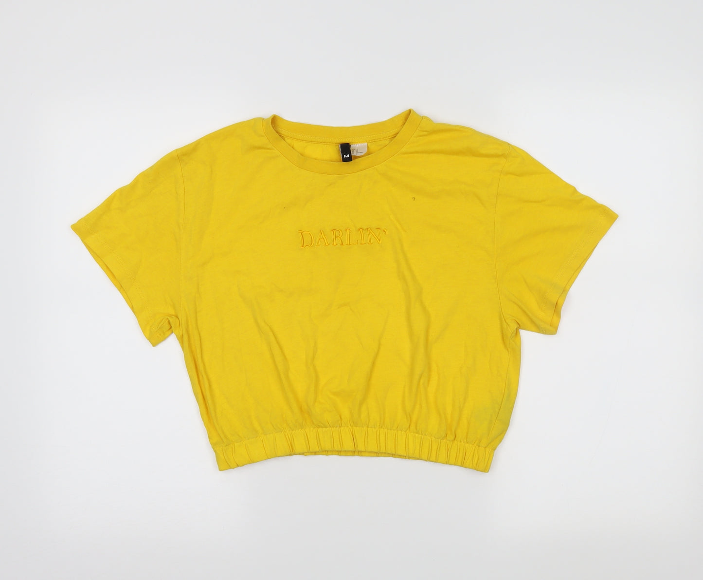 H&M Womens Yellow   Cropped T-Shirt Size M