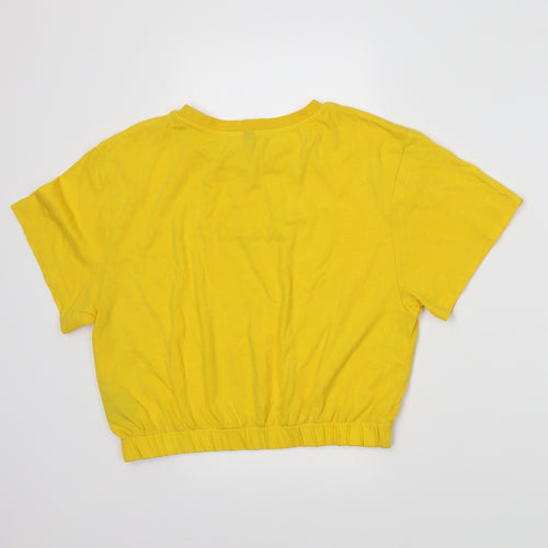 H&M Womens Yellow   Cropped T-Shirt Size M