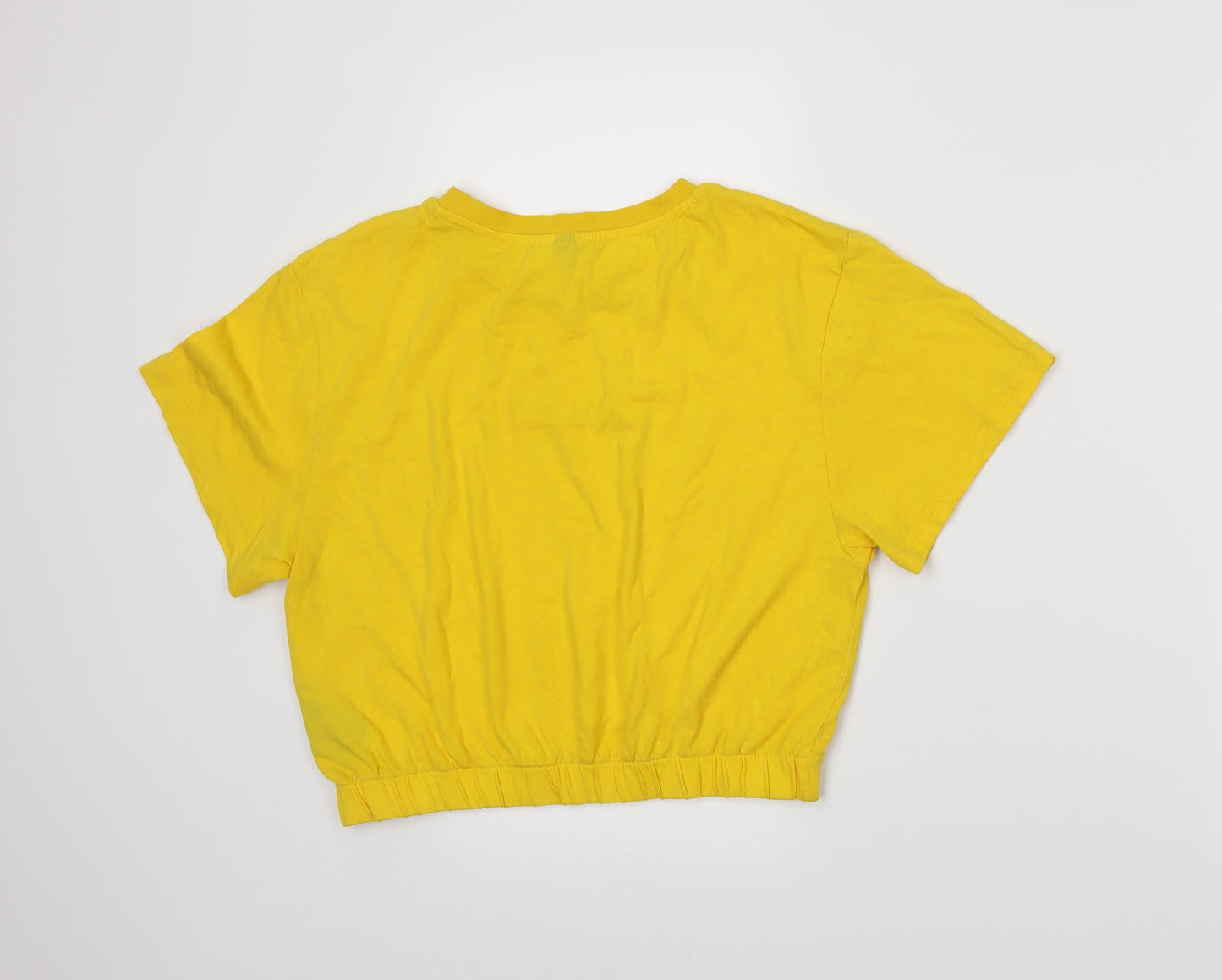 H&M Womens Yellow   Cropped T-Shirt Size M