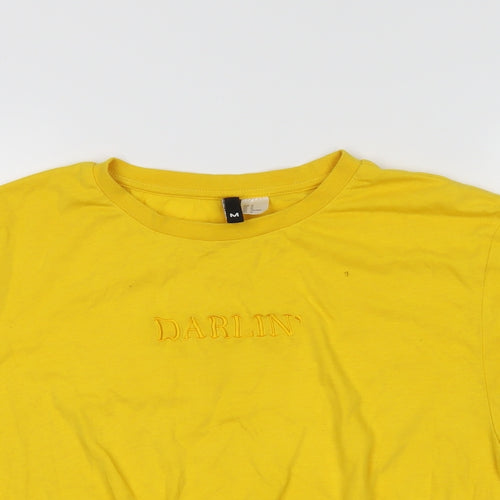 H&M Womens Yellow   Cropped T-Shirt Size M