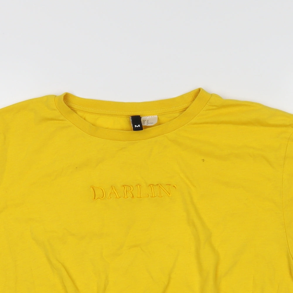 H&M Womens Yellow   Cropped T-Shirt Size M