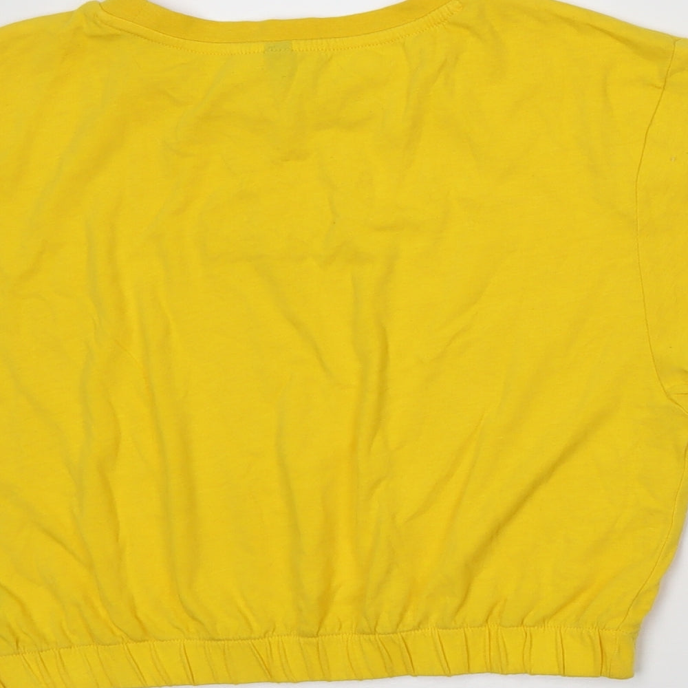 H&M Womens Yellow   Cropped T-Shirt Size M