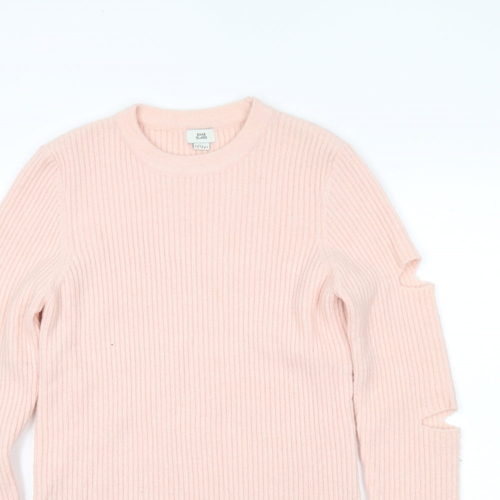 River Island Girls Pink   Pullover Jumper Size 11-12 Years