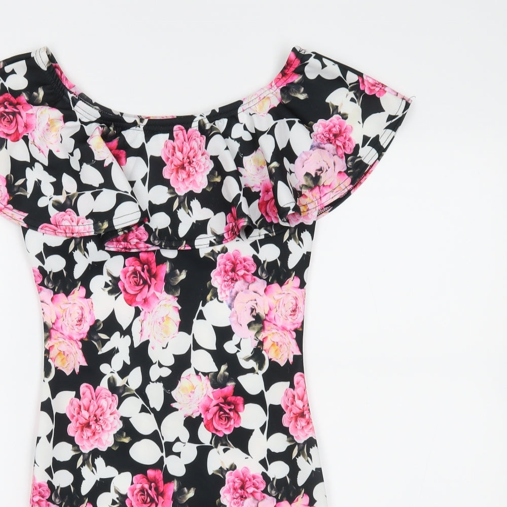 Miss E-vie Girls Black Floral  Mini  Size 11-12 Years