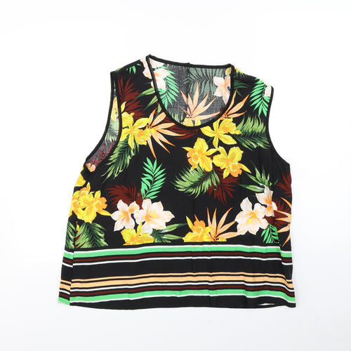 Preworn Womens Black Floral  Basic Tank Size 16