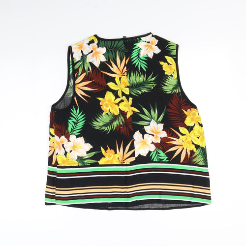 Preworn Womens Black Floral  Basic Tank Size 16