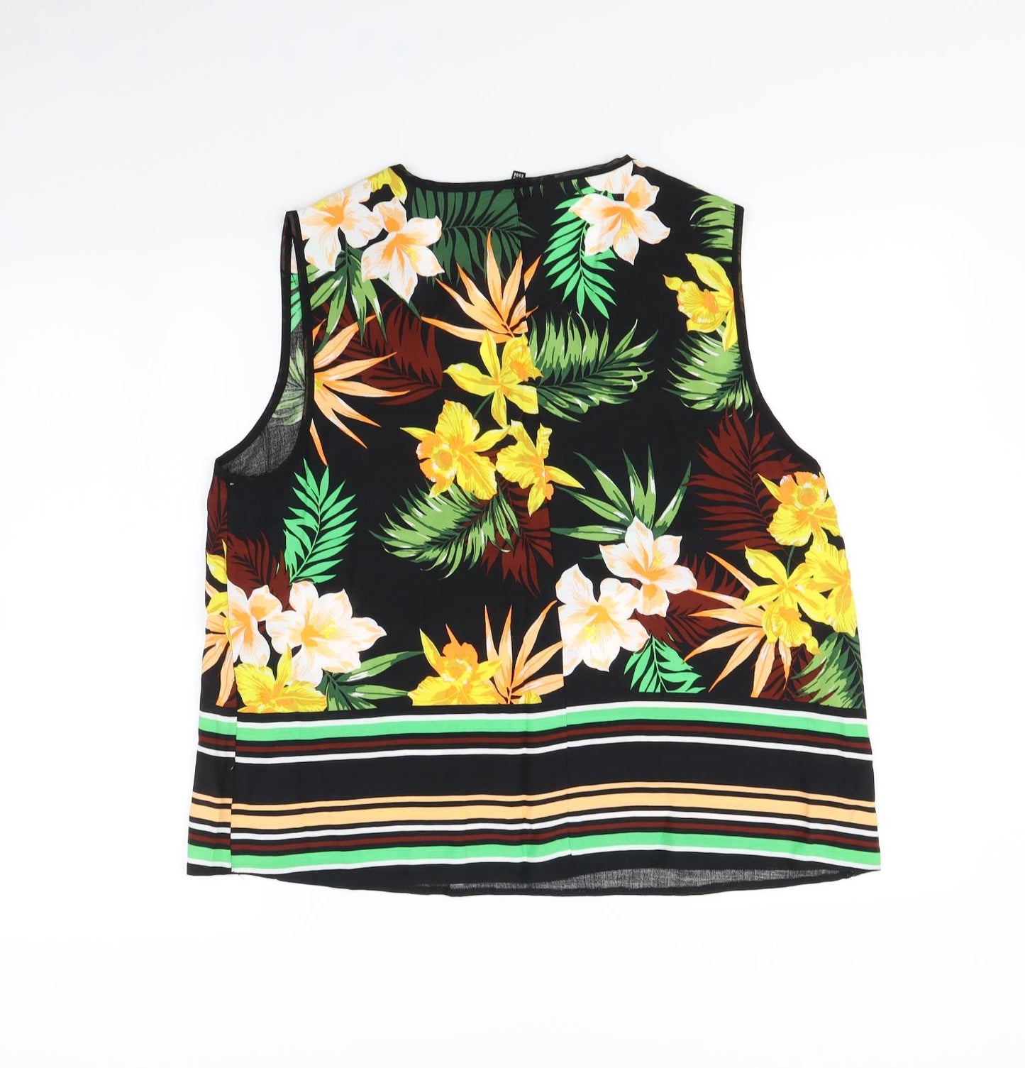 Preworn Womens Black Floral  Basic Tank Size 16