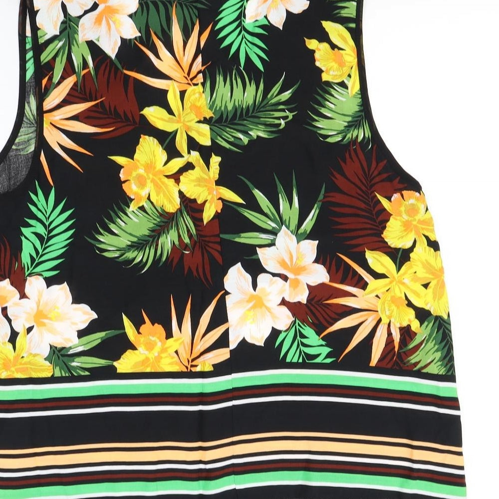 Preworn Womens Black Floral  Basic Tank Size 16